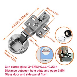 TEYOUQU 2 Piece Cabinet Hinge Diameter 26mm Hole European Soft Close Hinge for Cabinet Glass Door