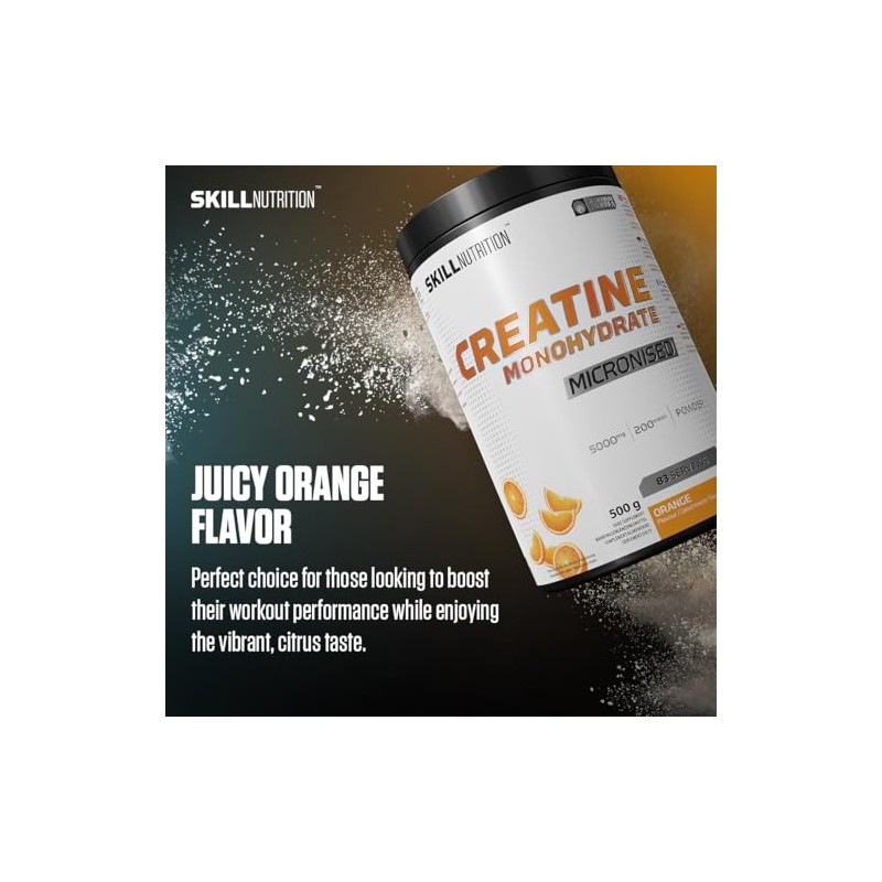 Skill Nutrition Micronized Creatine Monohydrate Orange | High-Absorption Formula with