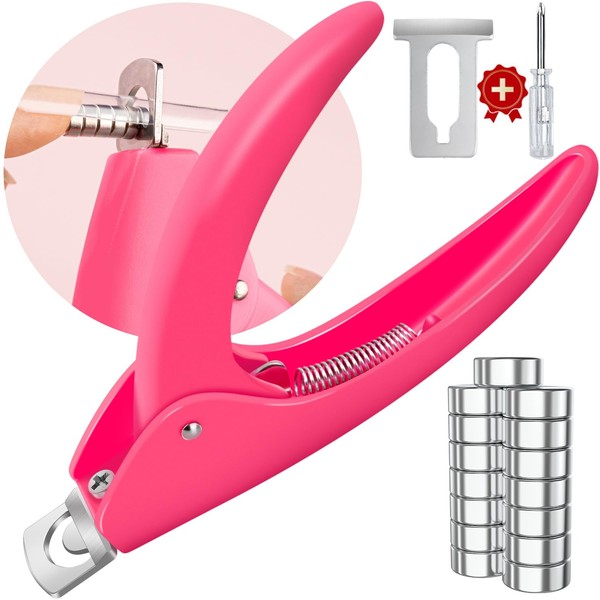 Pink Adjustable Nail Clippers with Magnets Sizers for Acrylic Nails,