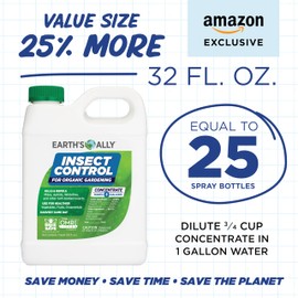 Earth's Ally Insect Control Concentrate for Plants 32 oz | Safe Outdoor & Indoor Plant Insecticide, Spider Mite, Aphid & Mealybug Killer - for Organic Garden & Household Plants