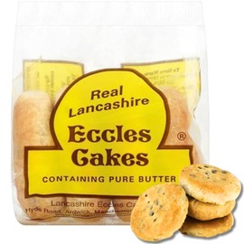 Real Lancashire Eccles Cake | British Snacks Made with Pure Butter & Dried Currants | Traditional & Delicious Fruity Cake for Any Occasion | 5.29 Oz | 4 Cakes (Pack of 1)