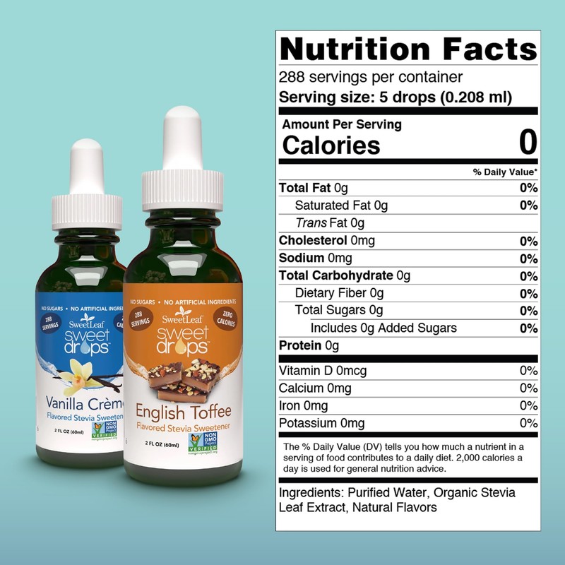 SweetLeaf Sweet Drops- Flavored Stevia Liquid Sweetener, Organic Stevia Extract,