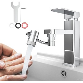 llave universal con filtro de salpicaduras 1080, extensor de llave giratorio, aireador, no salpicaduras, cabezal de fregadero giratorio con 2 modos de salida de agua para baño y cocina