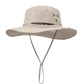 AYPOW Plus Size XL XXL Sun Hats for Men, Wide Brim Lightweight & Mesh Breathable Summer UV Protection UPF50+ Waterproof & Quick Drying Foldable Bucket Boonie Safari Hats Outdoor Fishing Hiking Beach