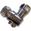 15mm Angled Isolating Valve Compression 90 Degree Elbow Chrome -