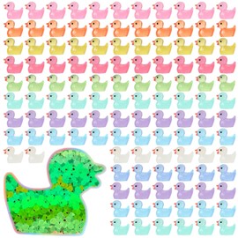 Pack of 120 Mini Luminous Resins, Small Ducks, Small Colourful Ducks, Mini Resin Ducks for Crafts, Tiny Ducks, Miniature Figures for DIY Aquarium, Garden, Landscape, Dollhouse, Ornament, Pot