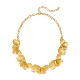 WOWORAMA Chunky Gold Statement Necklace for Women Boho Vintage Gold Flower Necklaces Trendy Sectored Floral Choker Necklace for Party Prom Jewelry