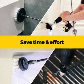 Holikme 10Pieces Drill Brush Attachments Set, Power Scrubber Brush with Extend Long Attachment，Scrub Brush，Shower Scrubber，Cleaning Supplies, White