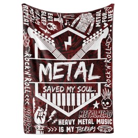 Huglanket Heavy Metal Gifts, Heavy Metal Music Blanket, Gifts for Heavy Metal Lovers, Rock and Roll Lovers, Punk Lovers, Metalhead, Soft Throw Blanket 50""x65"", Dark Red