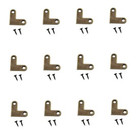 Maxmoral 12PCS 2.7CM/1Inch Antique Bronze L Shaped Brass Flat Corner Bracket Fitting Flat Corner Support Plate Support Drawer Fixing Corner Suitable for Wooden Box Jewellery Box Tool Box and Bookcase