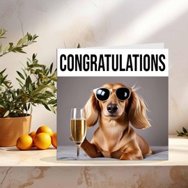 Congratulations Card - Dog New Job, New Baby Card, Engagement Card - 145 x 145mm
