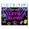 PEKRU 7x5ft Fabric Neon Backdrop Let's Glow Party Supplies Funny