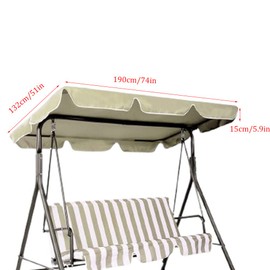 Swing Canopy Replacement Top, Outdoor Patio Swing Canopy Replacement, 3 Seat Swing Canopy Replacement Cover for Porch Patio Garden Seat (Beige/74 * 51 * 5.9)