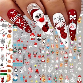 Nail Stickers Christmas,10 Sheets Christmas Nail Stickers Christmas,Father Christmas Nail Stickers Christmas Nail Stickers,Decoration Christmas Stickers Nails,Decoration Nail Design Accessories (B)