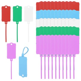 Mabor 50 PCS Plastic Tags for Labeling, Labels Writable Hanging with Sealing Strap, Shipping Cable Tie Plastic Tags Label for Keys Luggage Logistic Retail Inventory