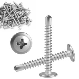 Self Tapping Screw, 410 Stainless Steel Drilling Screw M4.2 * 32mm, Cross Countersunk Drill Tail Self Drilling Screws, Wafer Head Screws, 50PCS