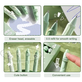 Yooamz Radierbarer Kugelschreiber, 4 Stück Erasable Pen Set, 0.5mm Tintenroller Radierbar, Gelschreiber Friction Stifte Radierstift für Bürobedarf Schulsachen Studenten, Schwarz