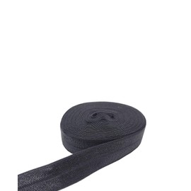 FAYADA Fold Over Elastic,5/8" Foldover FOE Trim Elastic Ribbon,Stretch FOE Band for Hair Ties Headbands Sewing Craft -5 Yards (Black)