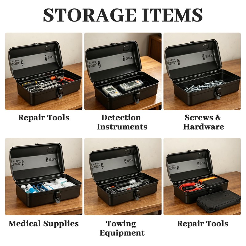 LOPYXBR Small Metal Tool Box 12 Inch Metal Box with
