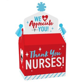 Big Dot of Happiness Thank You Nurses - Treat Box Party Favors - Nurse Appreciation Week Goodie Gable Boxes - Set of 12