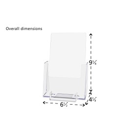 Marketing Holders 6”W Brochure Holder with Business Card Pocket Value Pack of 10 Clear Acrylic Booklet Menu Catalog Organizer Hand Out Multi Slot