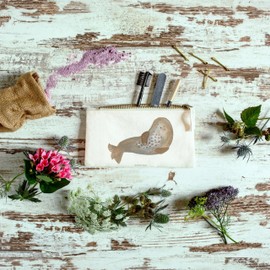 Mr. & Mrs. Panda Make-Up Bag Seal Laughter Size S Small – Gift, Seal, Pencil Case, Beach, Cosmetic Bag, XXL, Cosmetic Case, Animal Motifs, White, Hand Drawn