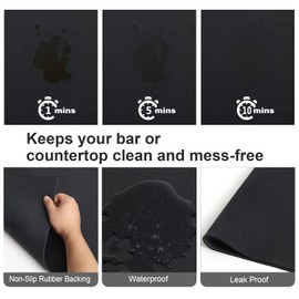 ZLR Coffee Bar Mat for Countertops (12" x 16", Small) – Absorbent, Stain-Hiding Dish Drying Mat for Espresso Machines & Coffee Makers – Quick Dry Diatomite Core & Non-Slip Rubber Backing (Black)