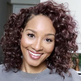 Toyotress Ocean Wave Crochet Hair - 12 Inch 8 Packs Burgundy Ocean Wave Braiding Hair, Beach Curl Deep Twist Water Wave Short Curly Synthetic Hair Extensions (12 Inch, 99J-8P)