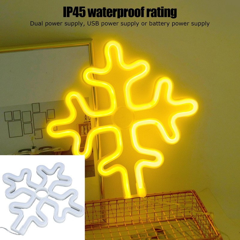 70in Neon Sign Romantic Christmas Snowflake Battery USB Powered LED