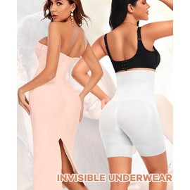 Tummy Control Shapewear Shorts for Women Seamless High Waisted Body Shaper Shaping Underwear Girdle Panties (#1 High White-3, Large)