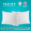 Pillow Protectors 8 Pack Cover White, Zipper Closure, Polypropylene Soft