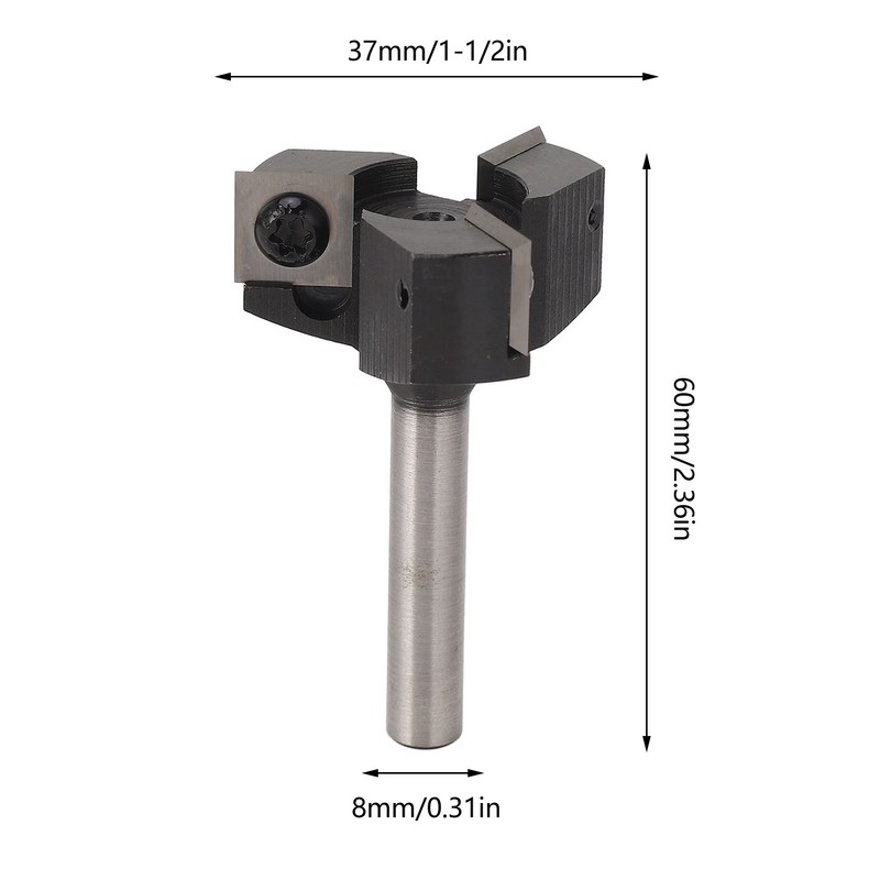 Spoilboard Surfacing Router Bit 8mm Shank 3 Flute 1 1/2