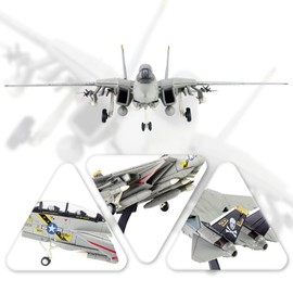 HANGOU 1/100 F14 Tomcat Model Fighter Jet Plane Model Alloy Diecast Model Aircraft for Gift or Collection Model(Movable wing)