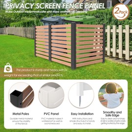 Air Conditioner Fence PVC Privacy Screen Panel Trash Bin No Dig Fence 42" W X 42" H Swimming Pool Equipment Enclosure Outdoor Privacy Wall (2 Panels)