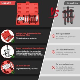 STAYOUNG 9PCS Extractores Separadores de Rodamientos - Juego de Extractores de Rodamientos, Mordazas de 50 mm, Película Impermeable y Guantes Gratuitos, para Desmontar Rodamientos Pequeños