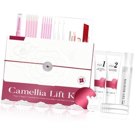 Ymiko Kit Profesional Permanente de Pestañas Doble Efecto Camelia 20-30 usos, rizos duraderos hasta 90 días, solución permanente de 2 pasos