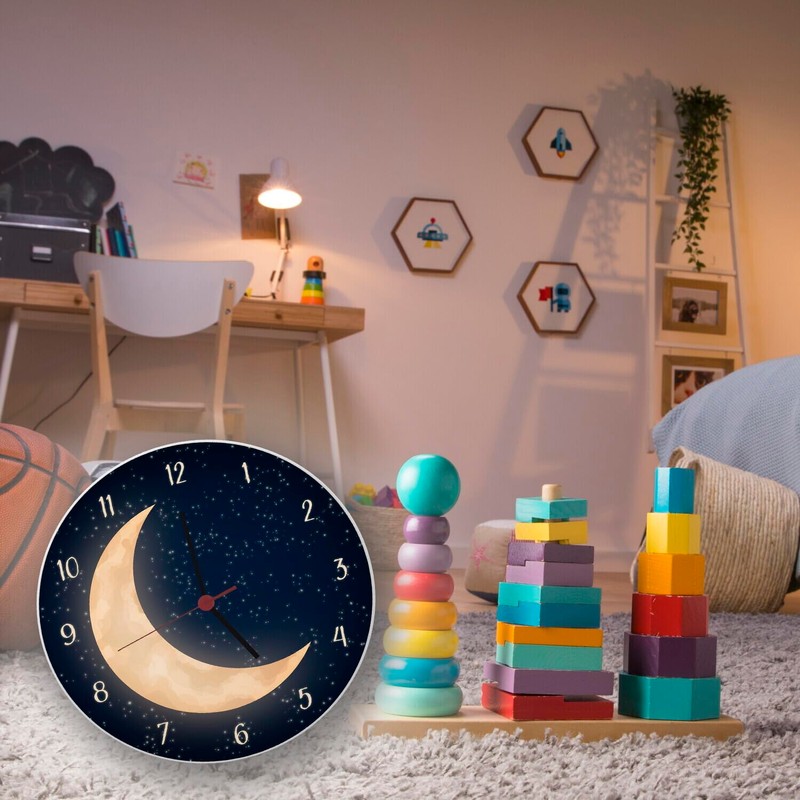 speecheese Night Sky with Half Moon Wall Clock Beautiful Clock