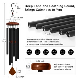 Bursvik 42'' Wind Chimes for Outside Deep Tone, Large Wind Chime, 6 Heavy Duty Tubes Metal Extra Large Wind Chimes Outdoor, Decoration for Garden, Patio, Yard, Gifts for Mother's Day(Rhombus)