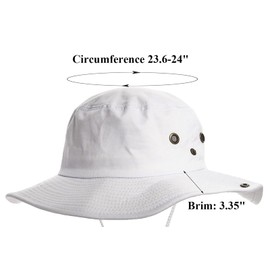 Cotton Sun Hat for Men and Women Wide Brim Foldable Sun Boonie Hunting Fishing Safari Bucket Hat(7 1/2 Size) (White, Large)