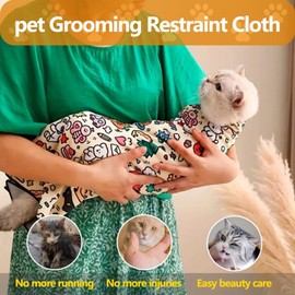 JSXL Magic Cat Wrap for Cutting Nails & Grooming, Self Adherent Fabric Wrap for Cats, Multi Functional Pet Grooming Towel Blanket, Wrap Snug and Groom for Cats, 17.7in, Under 9 Ibs