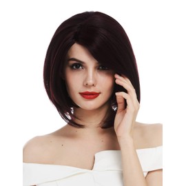 WIG ME UP - HAA-MF-99J Women's Wig Lace Front Part Monofilament Shoulder Length Long Bob Straight Voluminous Bordeaux Red