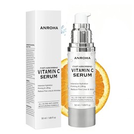 Suero facial súper vitamina C para mujeres mayores de 70 años, tamaño grande de 1.7 fl oz (1.7 fl oz), complejo hidratante antiedad multitarea sin fra