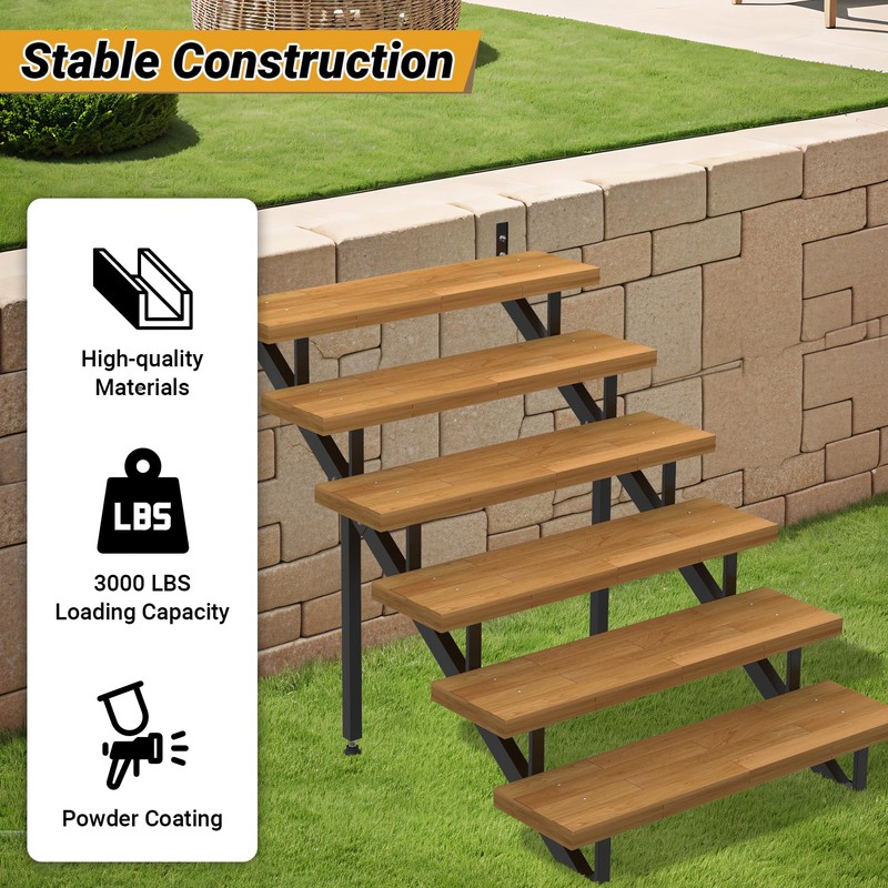 Toriexon Steel Stair Step Riser 6-Step, Metal Stair Stringer with