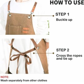 Mandil Parrillero，2Pcs Delantal de trabajo, correas ajustables y delantal de bolsillo grande, delantal de cocina para hornear，Para cocina, manualidades, Parrillero, pintura al aire libre.