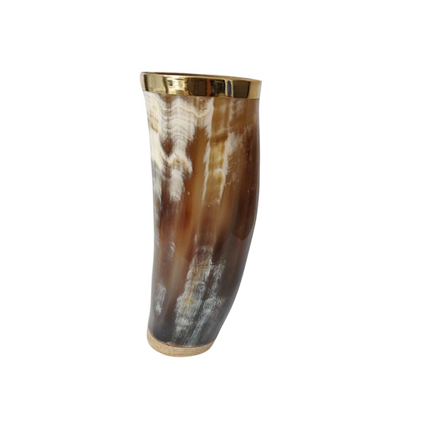 Viking By Heart Viking Drinking Horn Cup with Top Brass