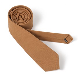 HOULIFE Ties for Men, Solid Mens Tie, Cotton Stripe Skinny Ties for Men, Slim Men’s Neckties for Wedding Party (Brown)