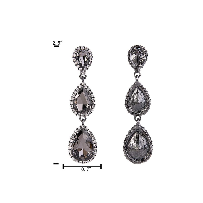 Clearine Ladies Beautiful Small to Large Triple Teardrop Crystal Dangle