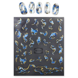 Nail Sticker [Blue x Gold] Gold Blue Nail Sticker Metallic Nuance Nail Art Self Nail Decoration [1 Sheet Included] Sparkling Puppyunpunmaru NAS-055
