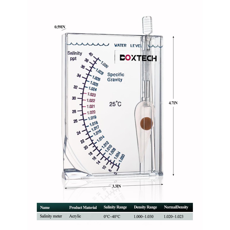 Boxtech Aquarium Salt Content Tester Square Sea Water Salt Meter