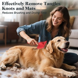 2PCS Slicker Brush for Dogs & Pet Comb,Professional Dog Grooming Brush (Goldendoodles,Poodles,Labradoodles) with Extra Long Pins to Effectively Remove Tangles, Knots and Mats (Red)